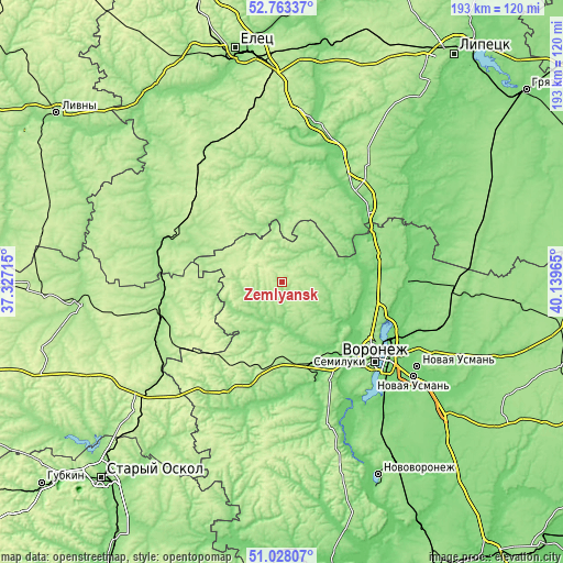 Topographic map of Zemlyansk