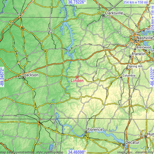 Topographic map of Linden