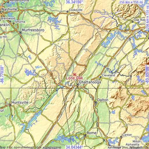 Topographic map of Lone Oak