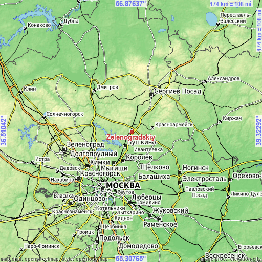 Topographic map of Zelenogradskiy