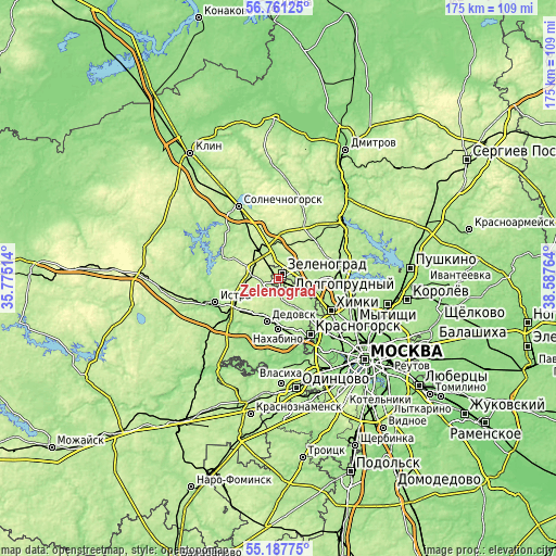 Topographic map of Zelenograd