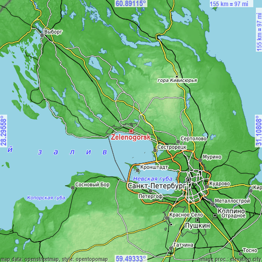 Topographic map of Zelenogorsk