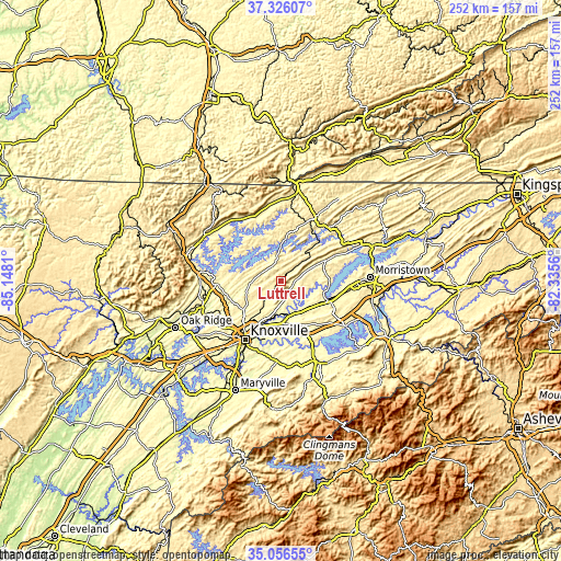 Topographic map of Luttrell