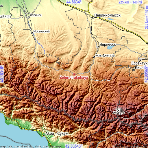 Topographic map of Zelenchukskaya