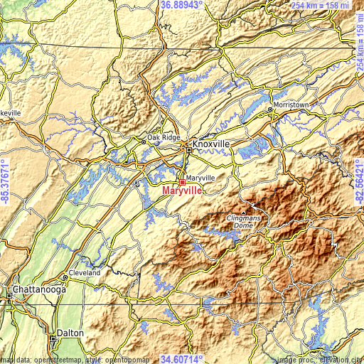 Topographic map of Maryville