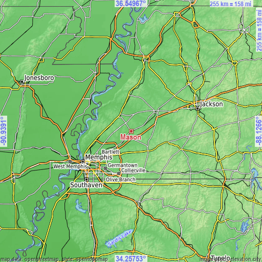 Topographic map of Mason