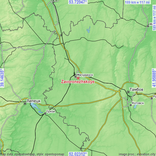 Topographic map of Zavoronezhskoye