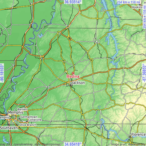 Topographic map of Medina