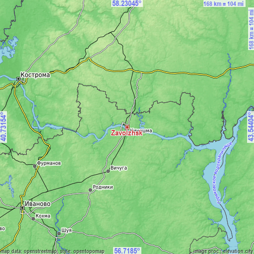 Topographic map of Zavolzhsk