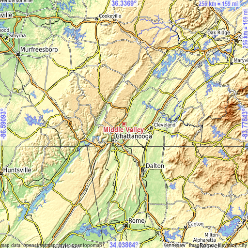 Topographic map of Middle Valley