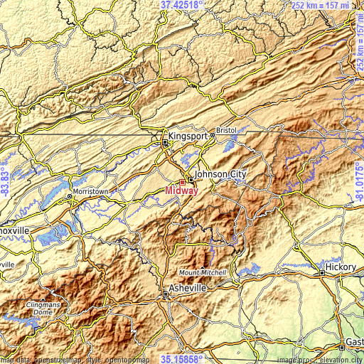 Topographic map of Midway