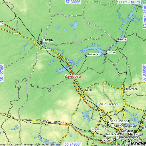 Topographic map of Zavidovo