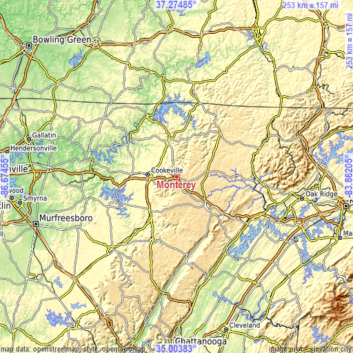 Topographic map of Monterey