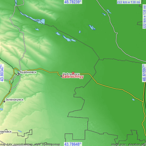 Topographic map of Zaterechnyy