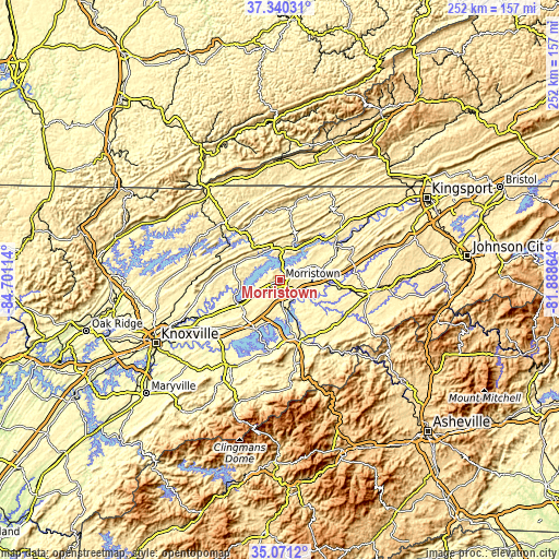 Topographic map of Morristown