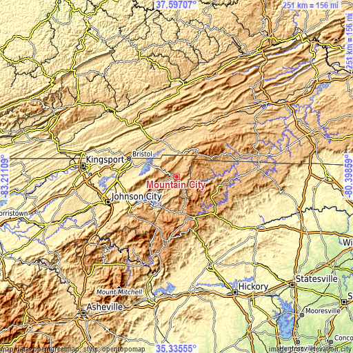 Topographic map of Mountain City