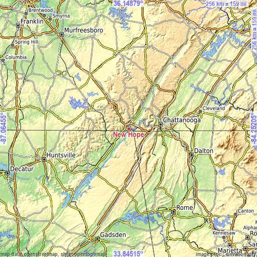 Topographic map of New Hope