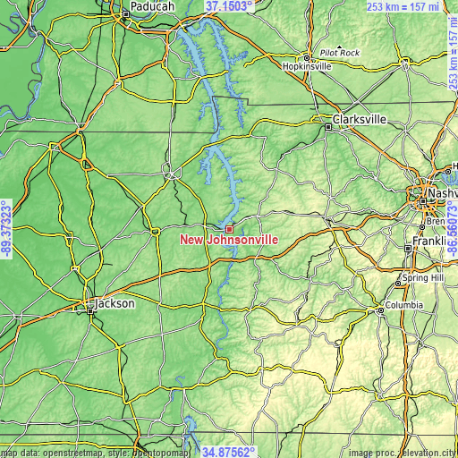 Topographic map of New Johnsonville