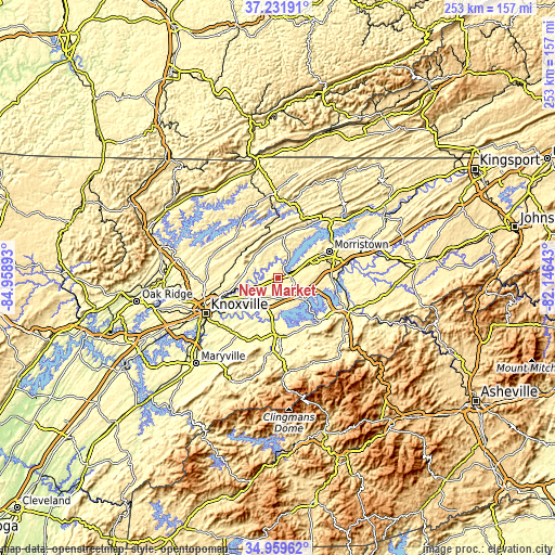 Topographic map of New Market