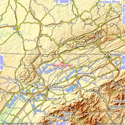 Topographic map of New Tazewell