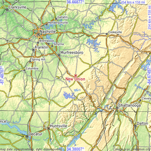 Topographic map of New Union