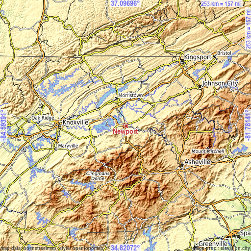 Topographic map of Newport