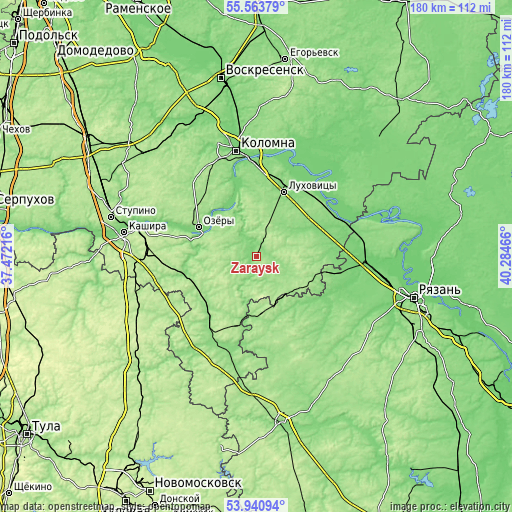 Topographic map of Zaraysk