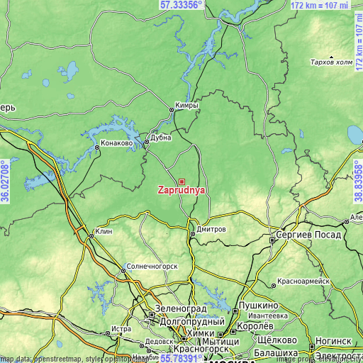 Topographic map of Zaprudnya