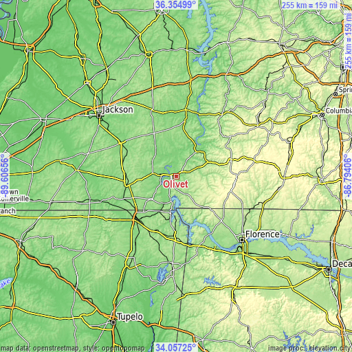 Topographic map of Olivet