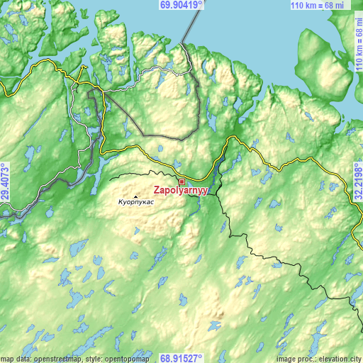 Topographic map of Zapolyarnyy