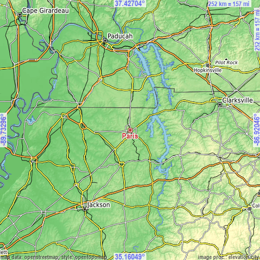 Topographic map of Paris