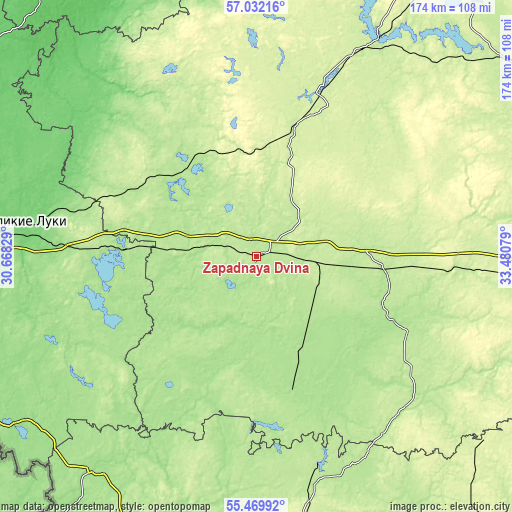 Topographic map of Zapadnaya Dvina