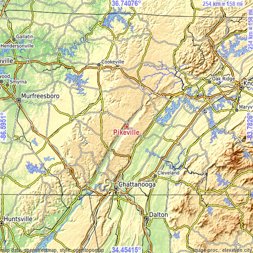 Topographic map of Pikeville