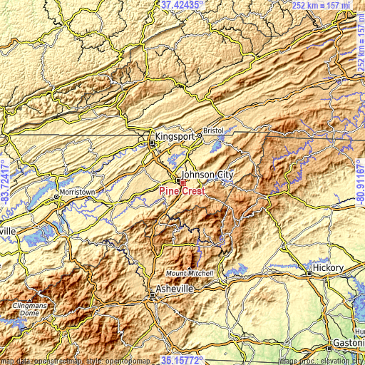 Topographic map of Pine Crest