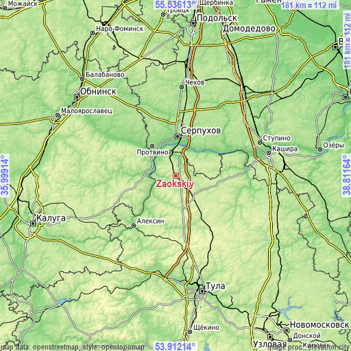 Topographic map of Zaokskiy