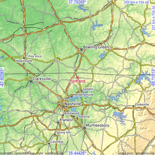 Topographic map of Portland