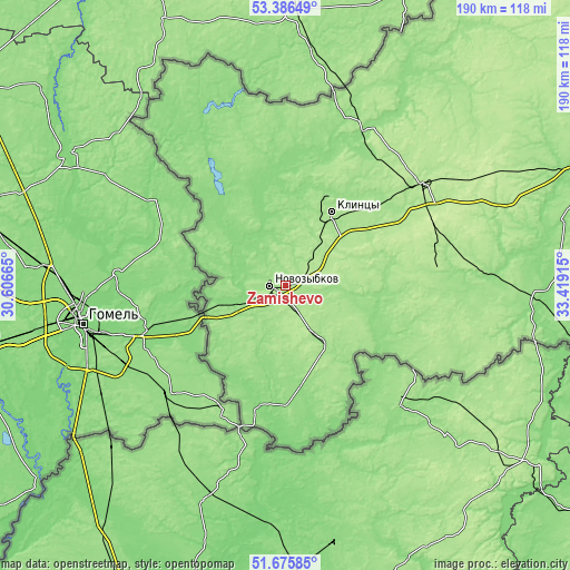 Topographic map of Zamishevo