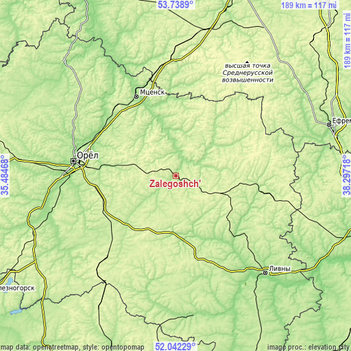 Topographic map of Zalegoshch’