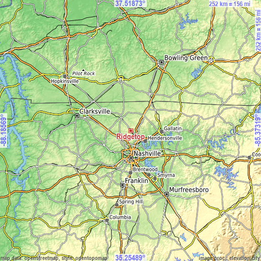 Topographic map of Ridgetop