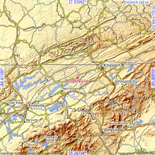 Topographic map of Rogersville