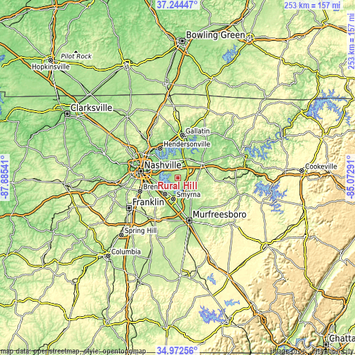 Topographic map of Rural Hill