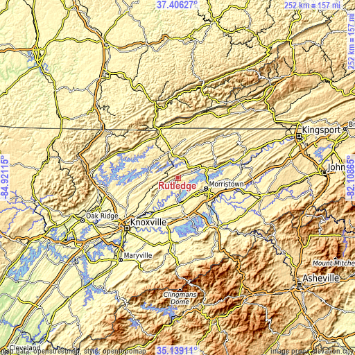 Topographic map of Rutledge