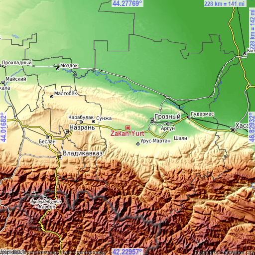 Topographic map of Zakan-Yurt