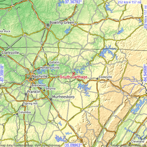 Topographic map of South Carthage