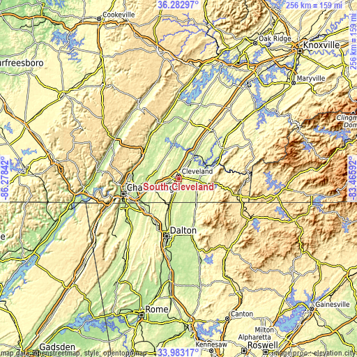 Topographic map of South Cleveland