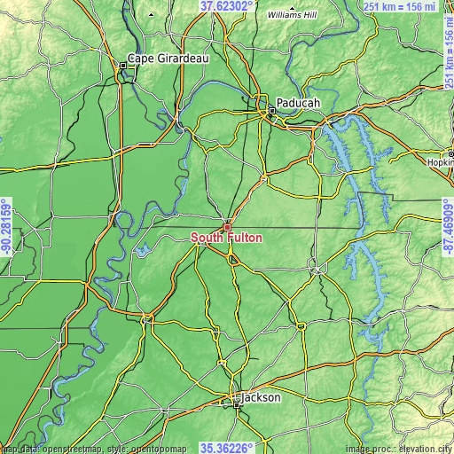 Topographic map of South Fulton