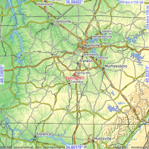 Topographic map of Spring Hill