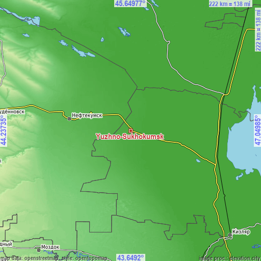 Topographic map of Yuzhno-Sukhokumsk