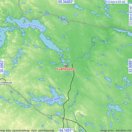 Topographic map of Yushkozero