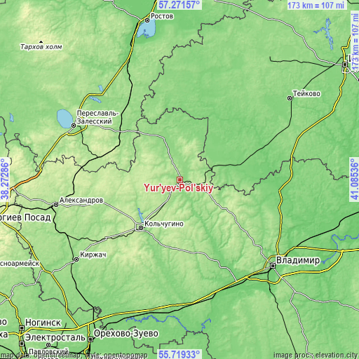 Topographic map of Yur’yev-Pol’skiy